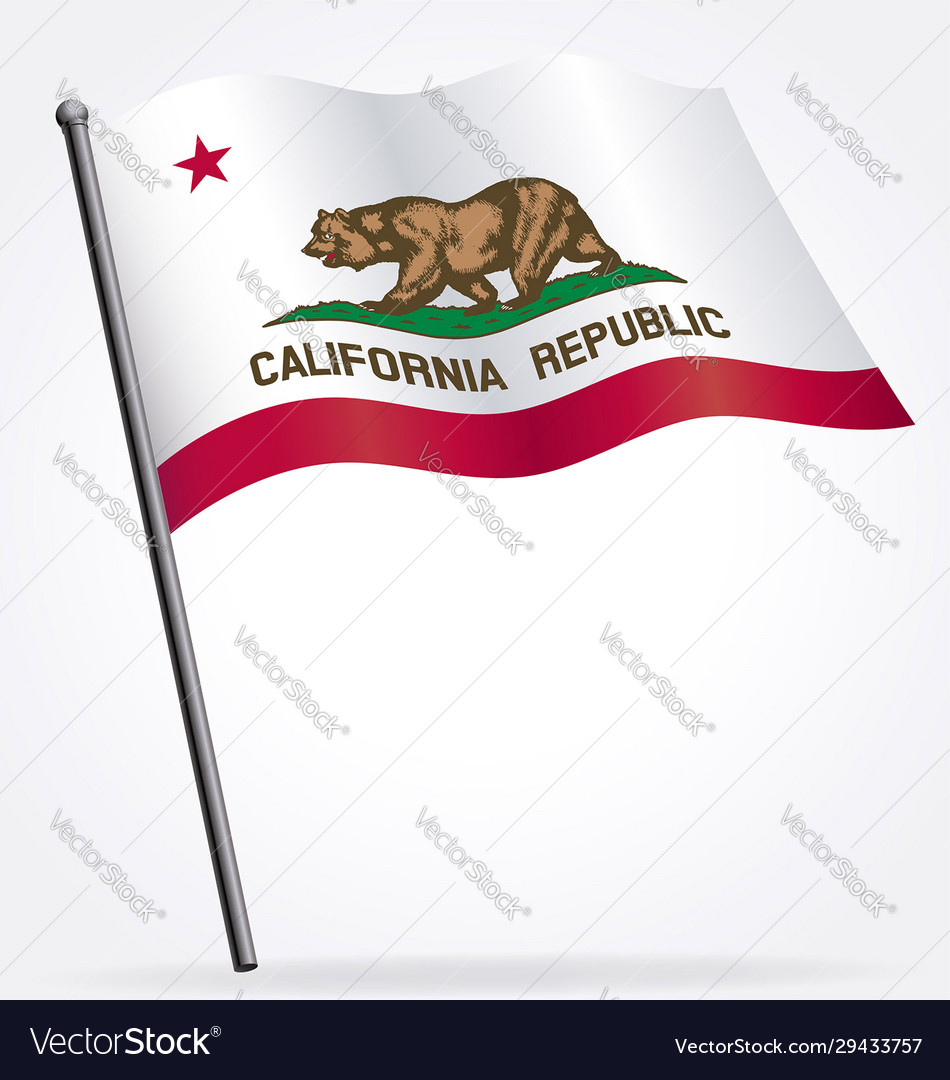 California ca state flag waving on flagpole Vector Image