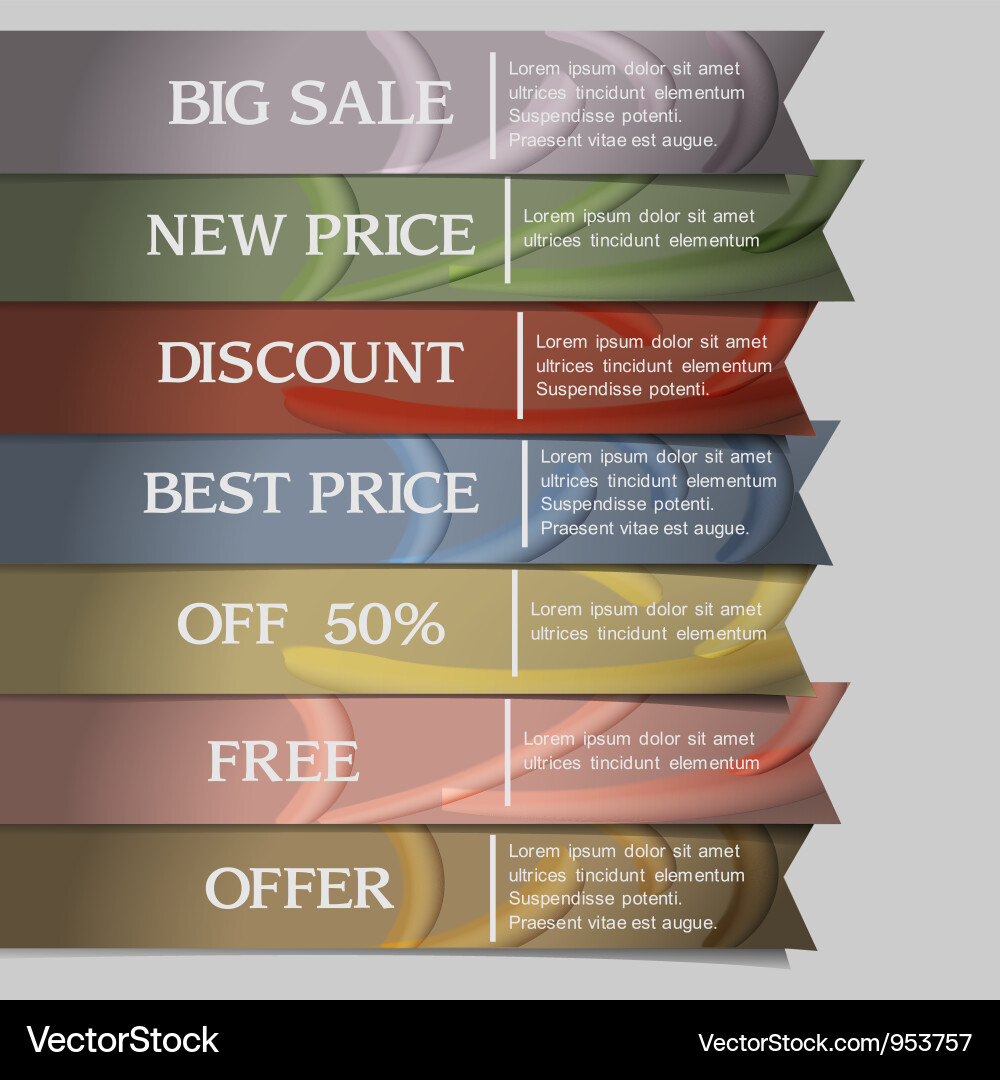 Collection of elegant ribbons Royalty Free Vector Image