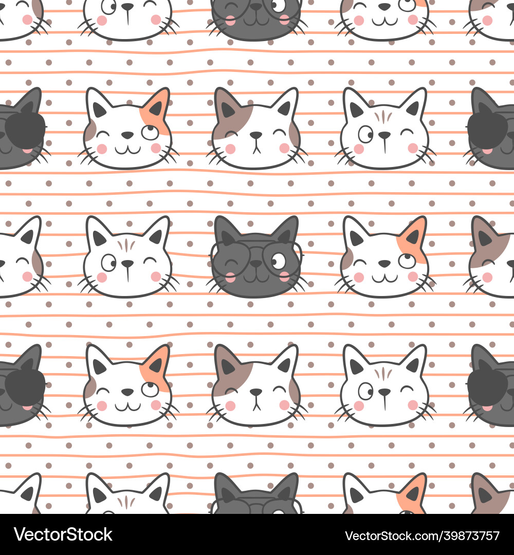 Cute cat seamless pattern background Royalty Free Vector
