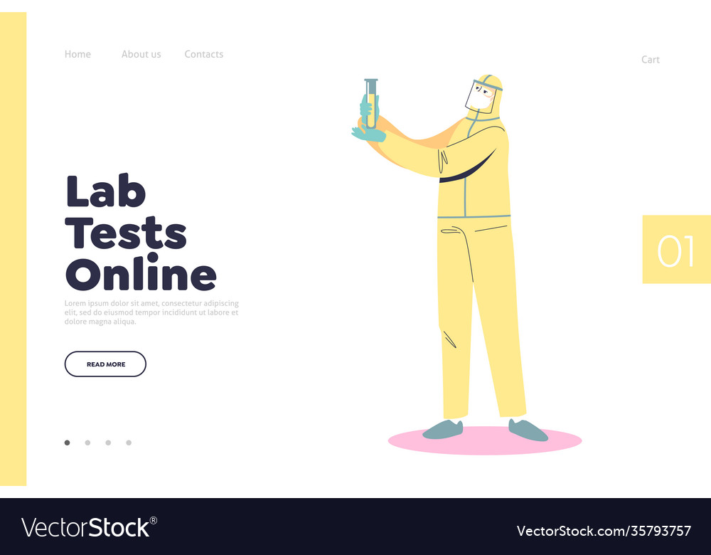 Lab tests online concept landing page Royalty Free Vector