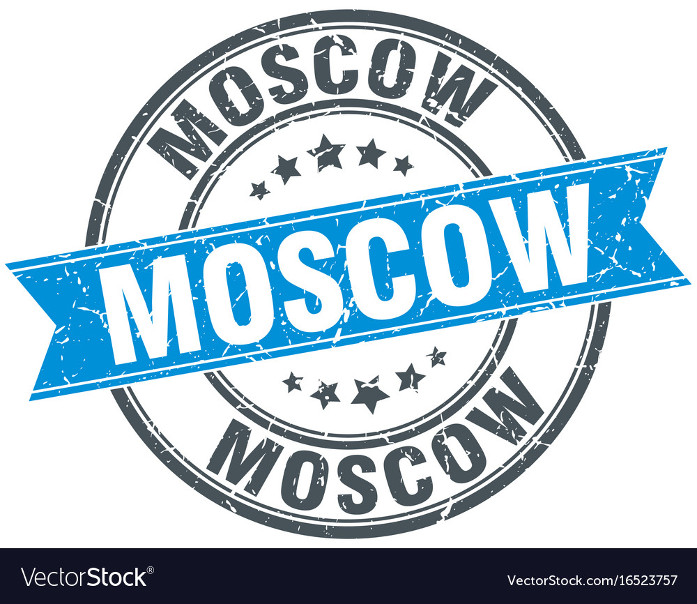 Moscow blue round grunge vintage ribbon stamp Vector Image