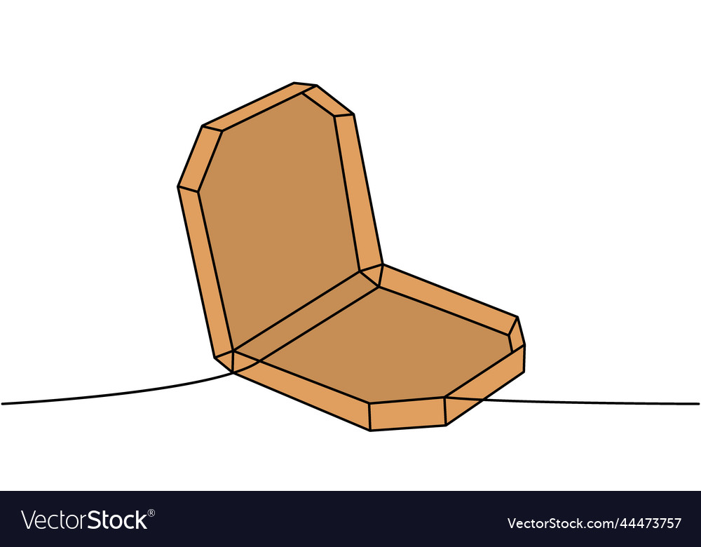 Pizza cardboard box one line colored continuous Vector Image