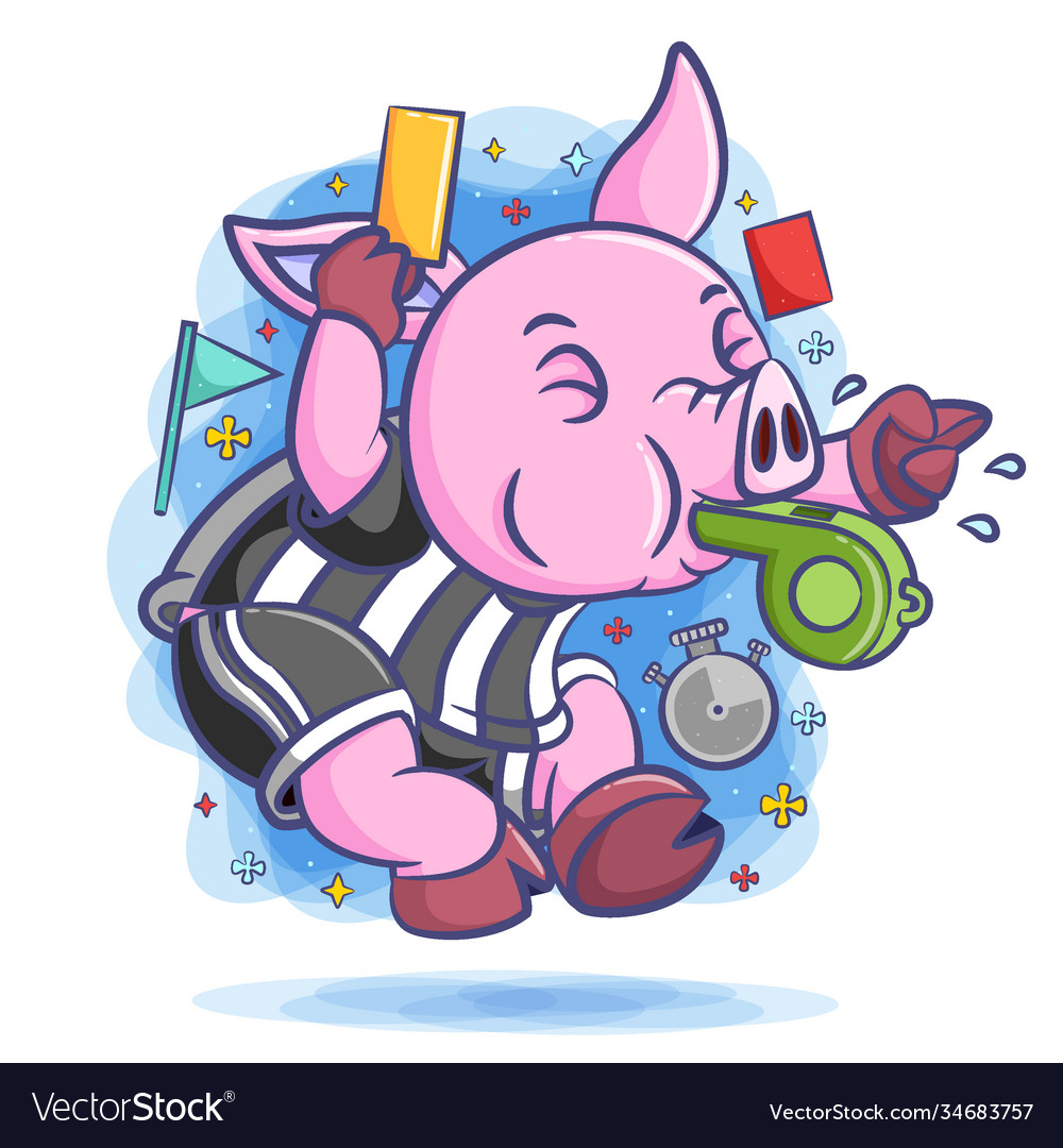 Referee pig blowing whistle