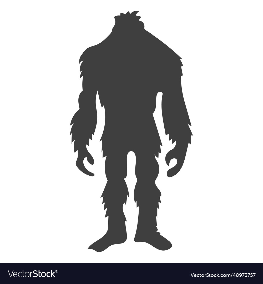 Sasquatch standing waiting black Royalty Free Vector Image