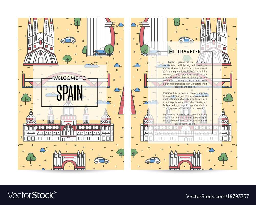 Spain traveling banners set in linear style