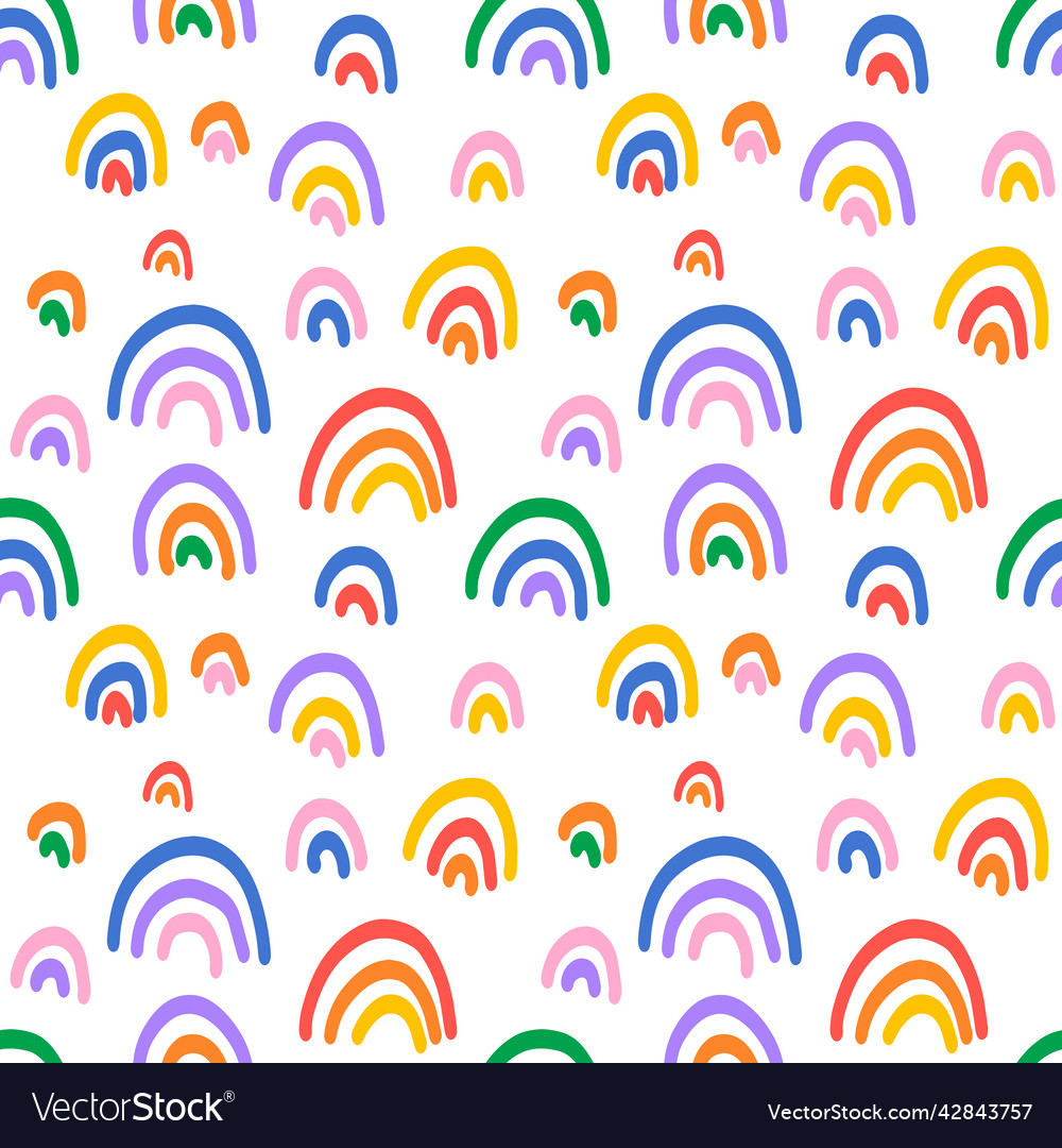 Trendy seamless pattern with colorful rainbow Vector Image