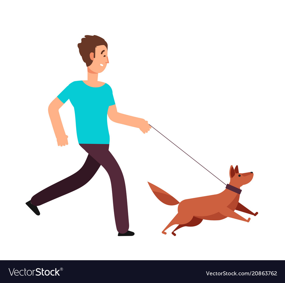 Man and deals dog cartoon