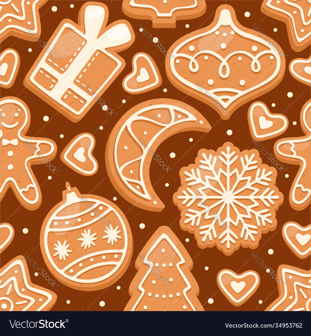 Christmas seamless pattern with gingerbread vector image Christmas seamless pattern with gingerbread
