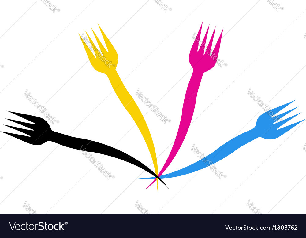 Cmyk forks- logo for a restaurant or cafe