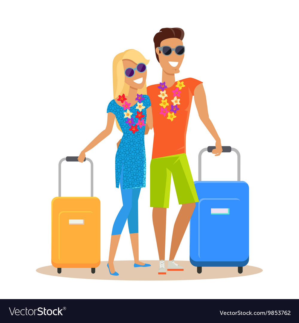 Couple Summer Vacation Travel Royalty Free Vector Image