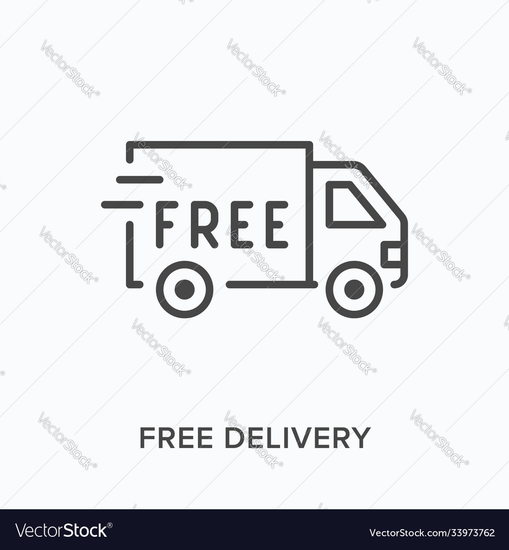 Free delivery flat line icon outline vector image Free delivery flat line icon outline