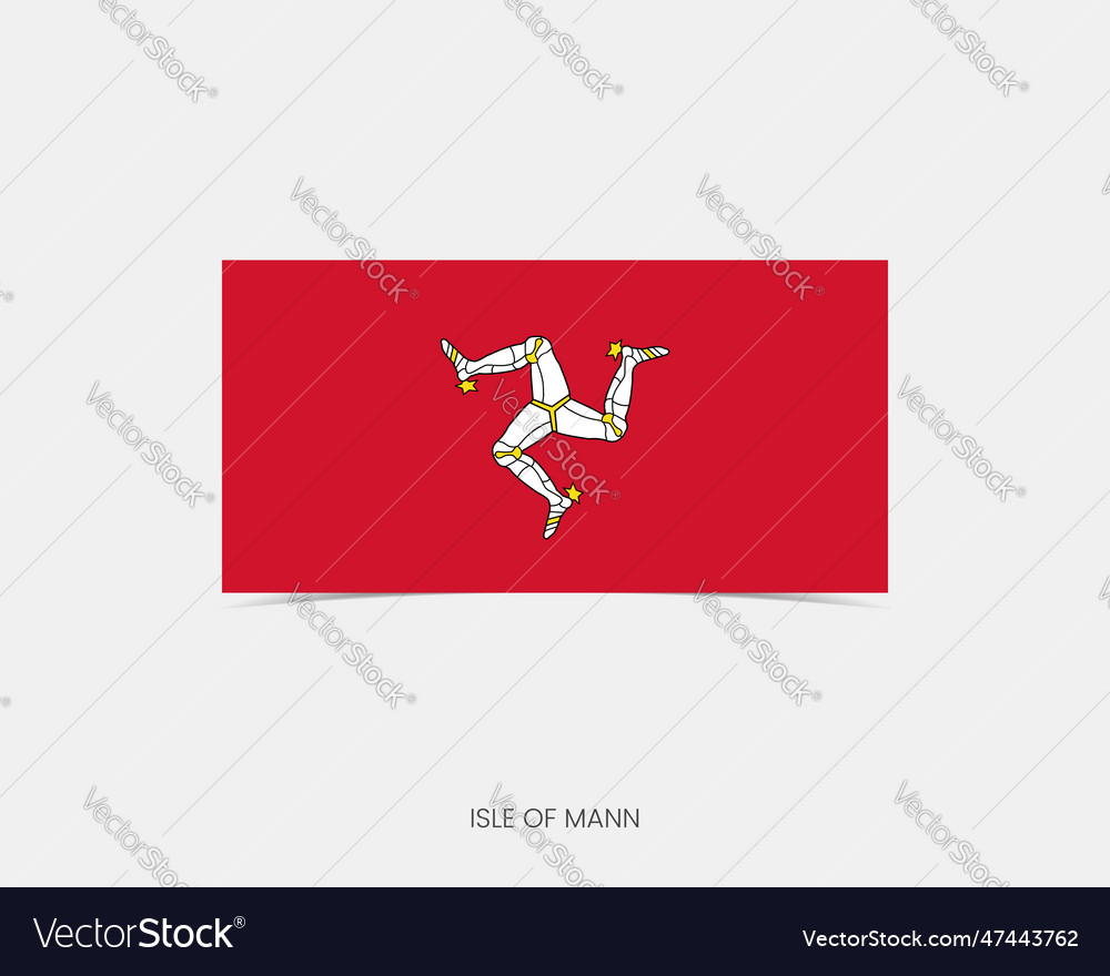 Isle of man rectangle flag icon with shadow