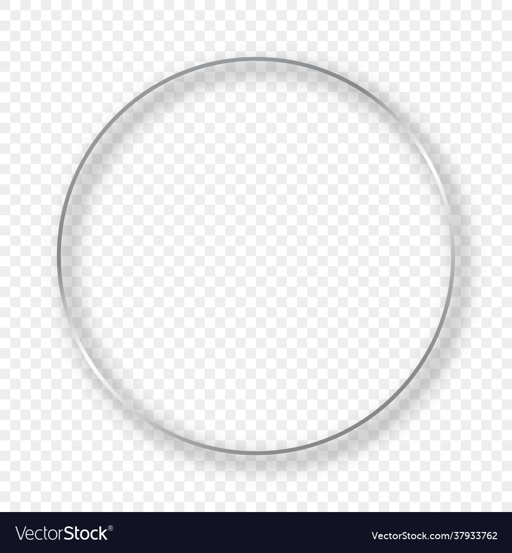 Silver glowing circle frame with shadow Royalty Free Vector