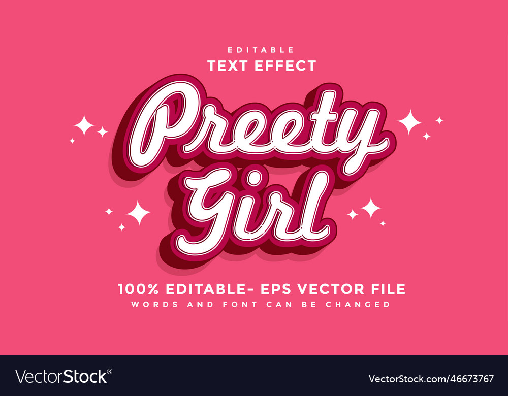 3d minimal word preety girl editable text effect