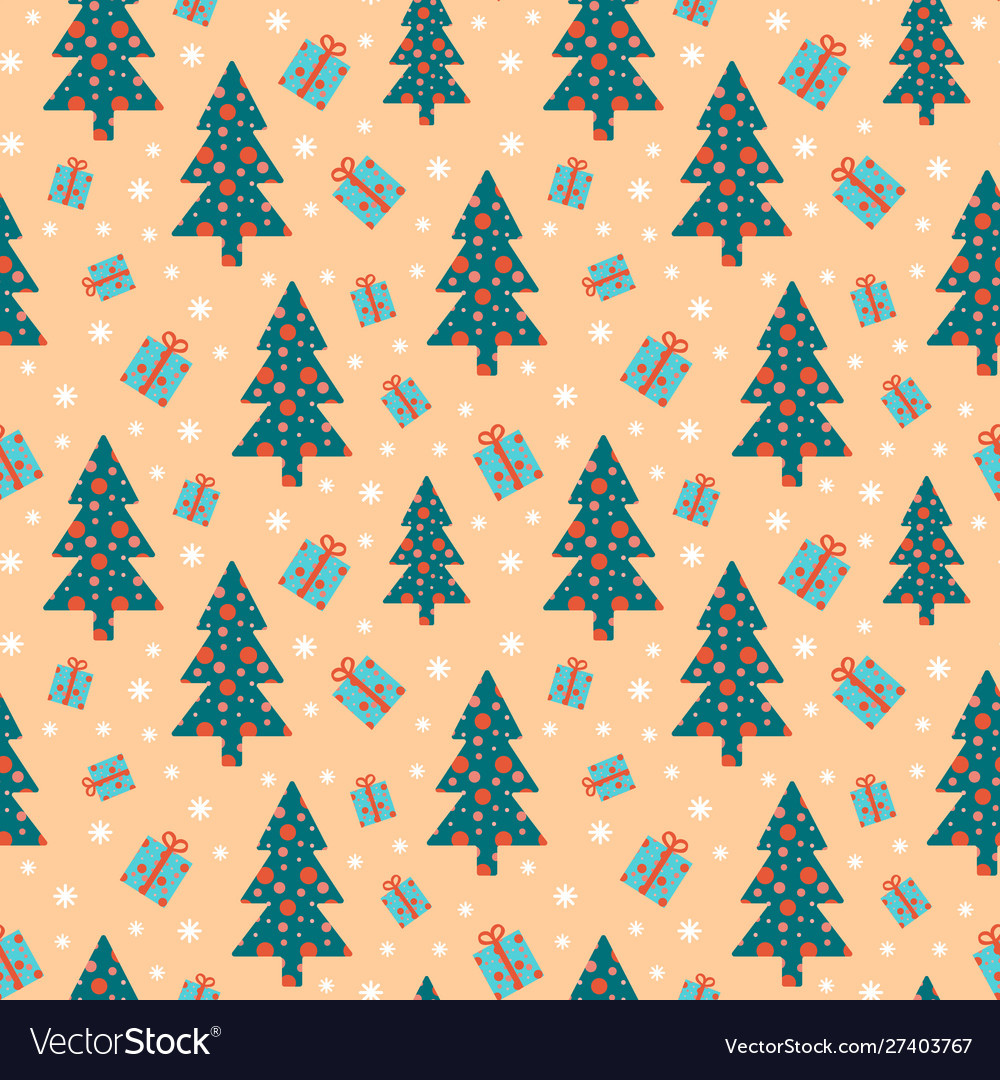 Christmas pattern on beige background Royalty Free Vector