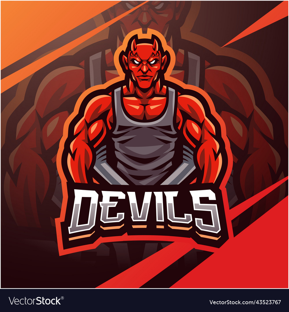 Devil gym esport mascot logo design Royalty Free Vector