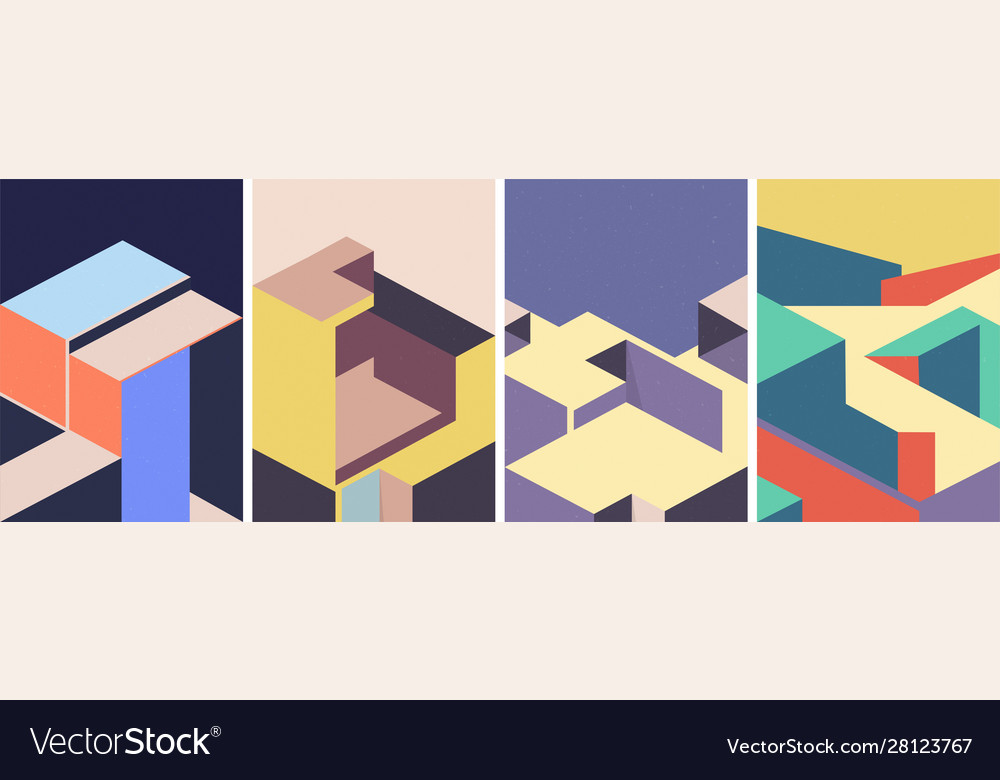 Isometric architectural cover design geometric Vector Image