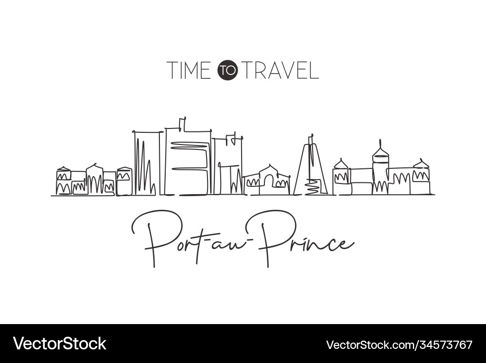 One continuous line drawing port au prince Vector Image