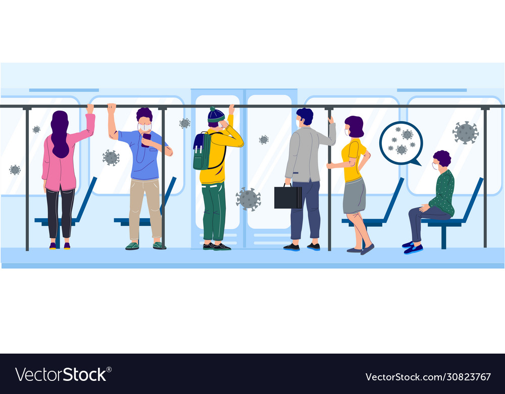 People in subway train during coronavirus pandemic