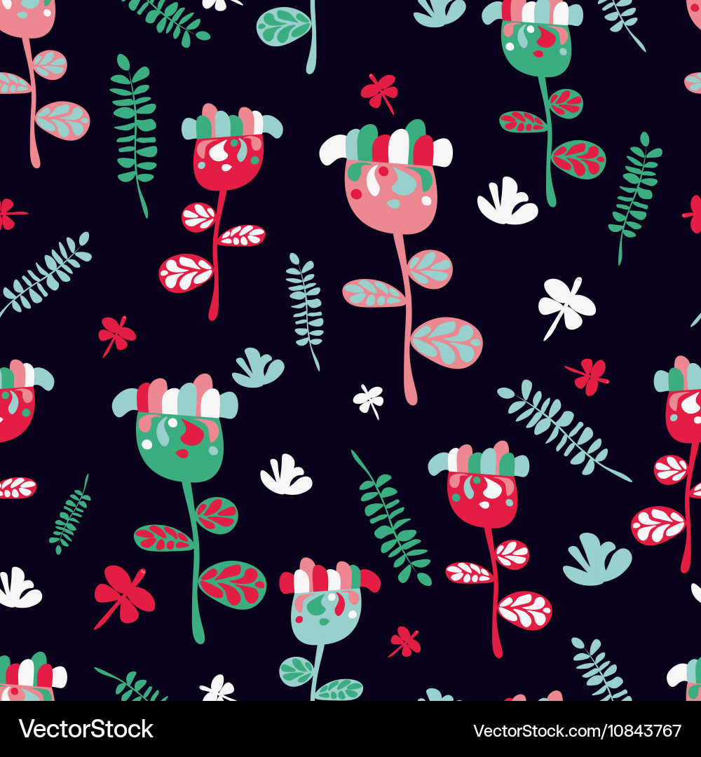 Seamless flower retro background pattern Vector Image