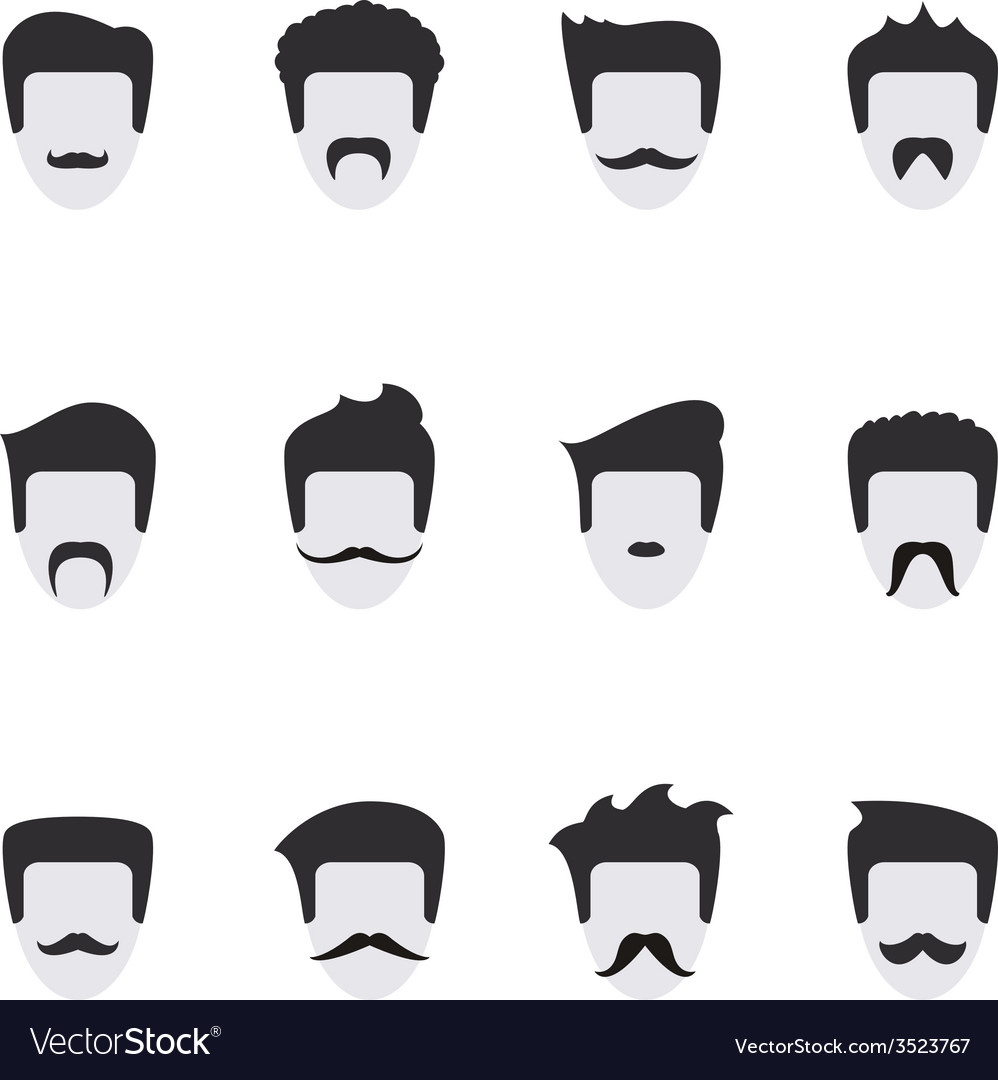 Set icons face with mustaches