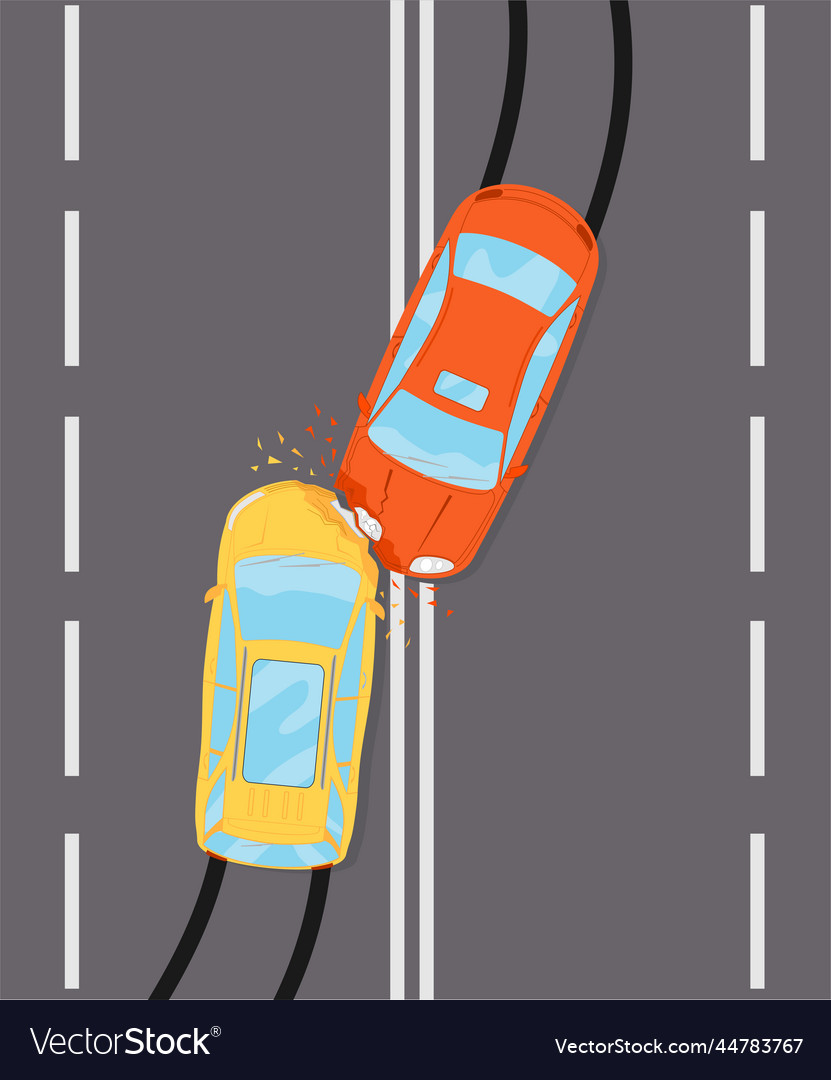 Two car accident top view of vehicle Royalty Free Vector