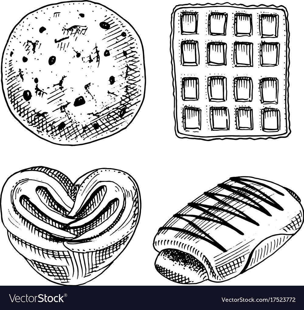 Bread and pastry donut belgian waffles sweet Vector Image