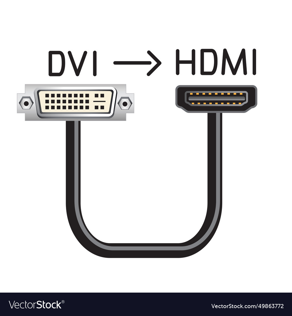 Dvi to hdmi hardware interface cable Royalty Free Vector