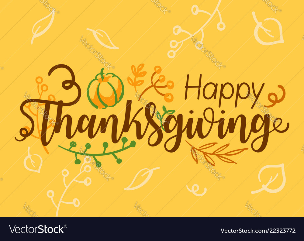 Hand drawn happy thanksgiving typography banner