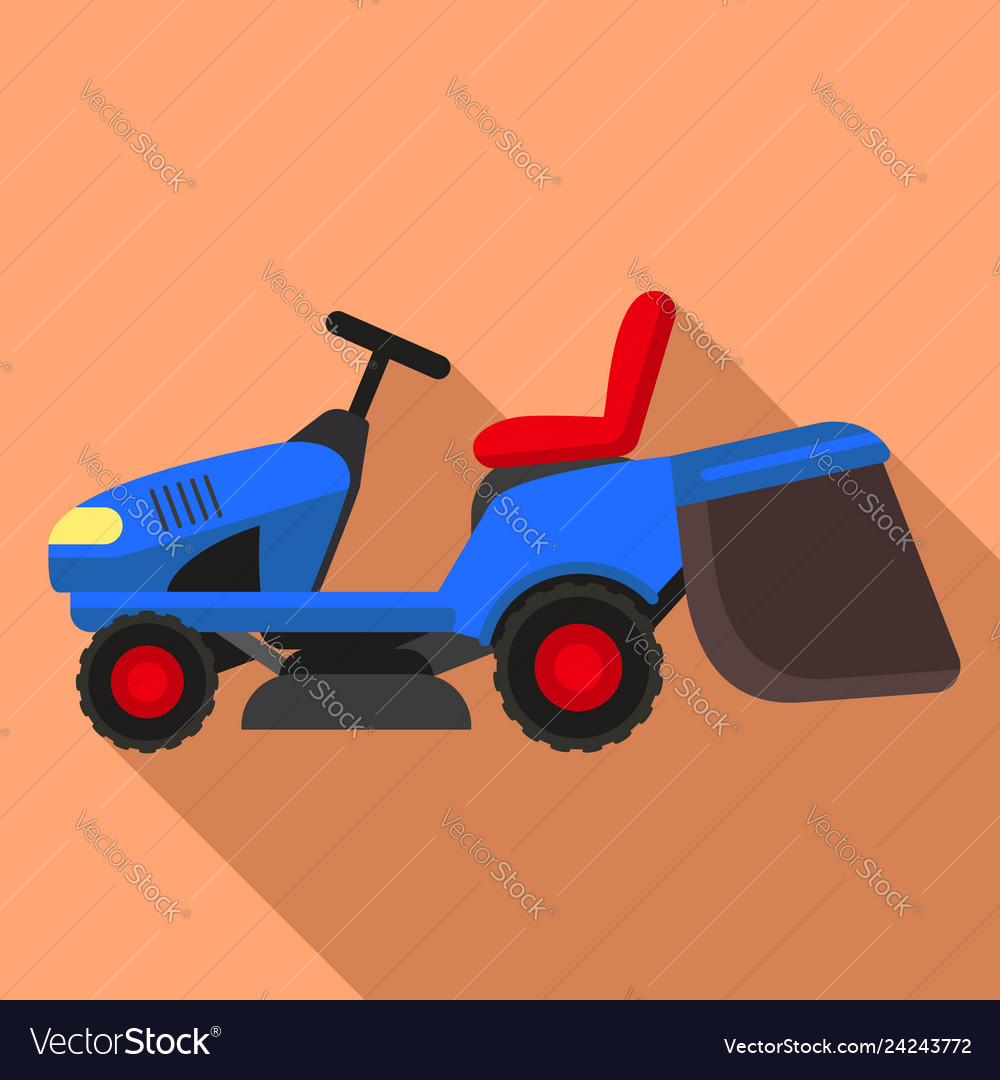 Home grass cutter tractor icon flat style Vector Image