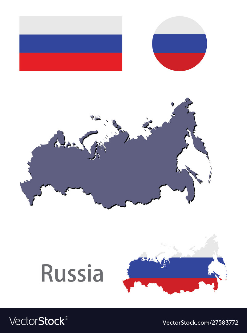 Russia silhouette and flag Royalty Free Vector Image