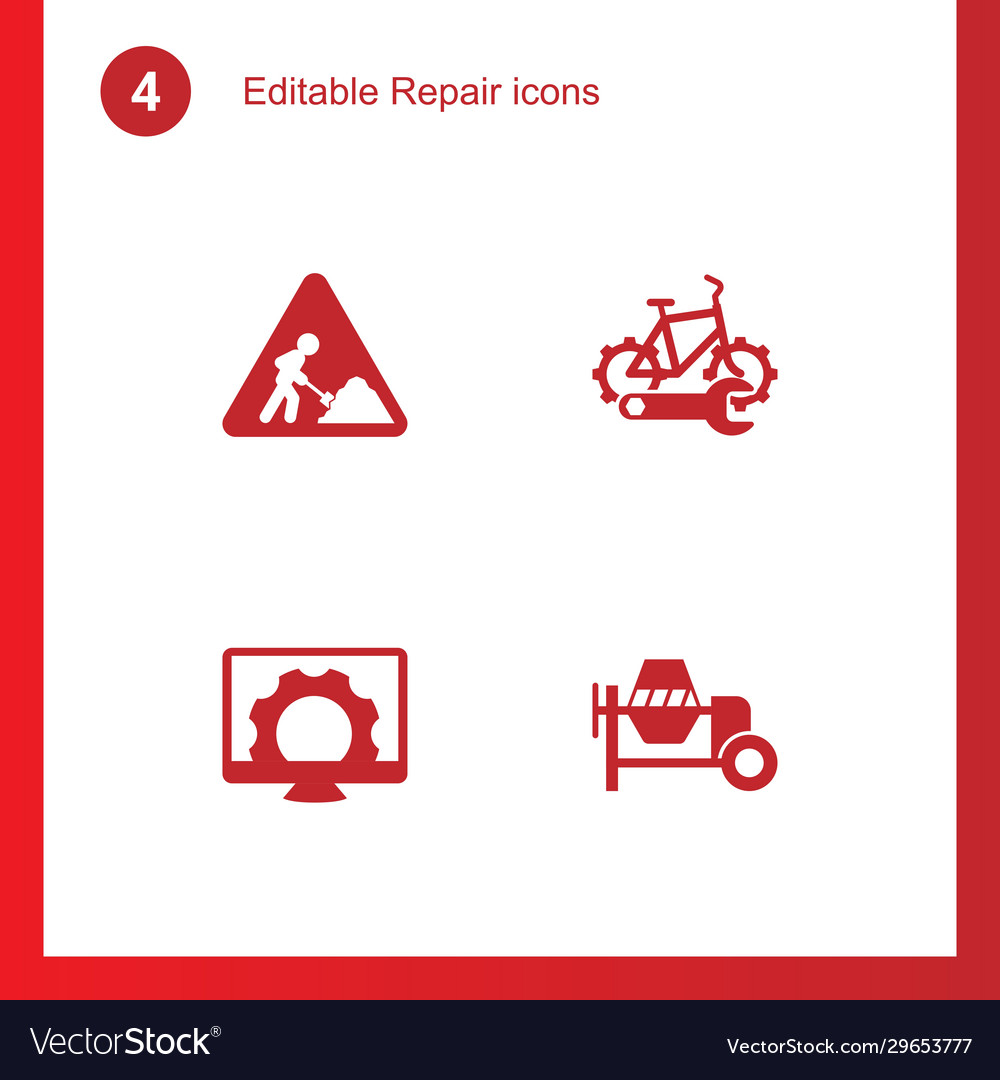 4 repair filled icons set isolated