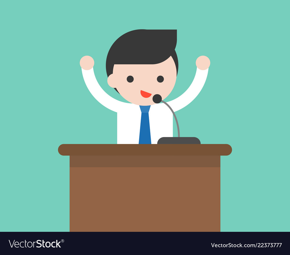 Businessman or politician speaking on podium Vector Image