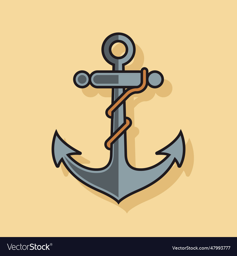 Iron anchor icon with cable