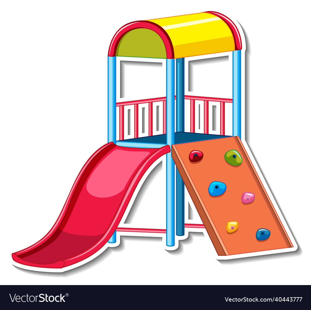 Playground slide cartoon sticker Royalty Free Vector Image