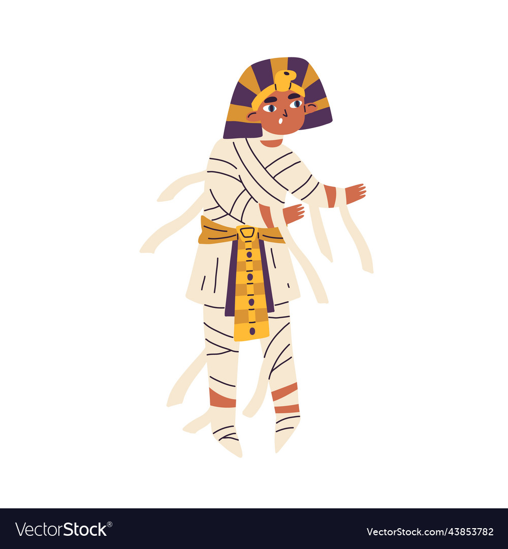 Boy dressed in pharaoh costume for halloween