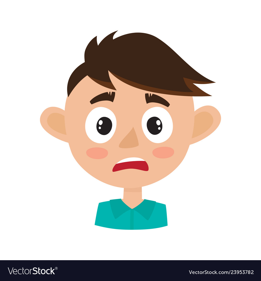 Scared Face Expression - Cute Cartoon Girl Illustration Stock