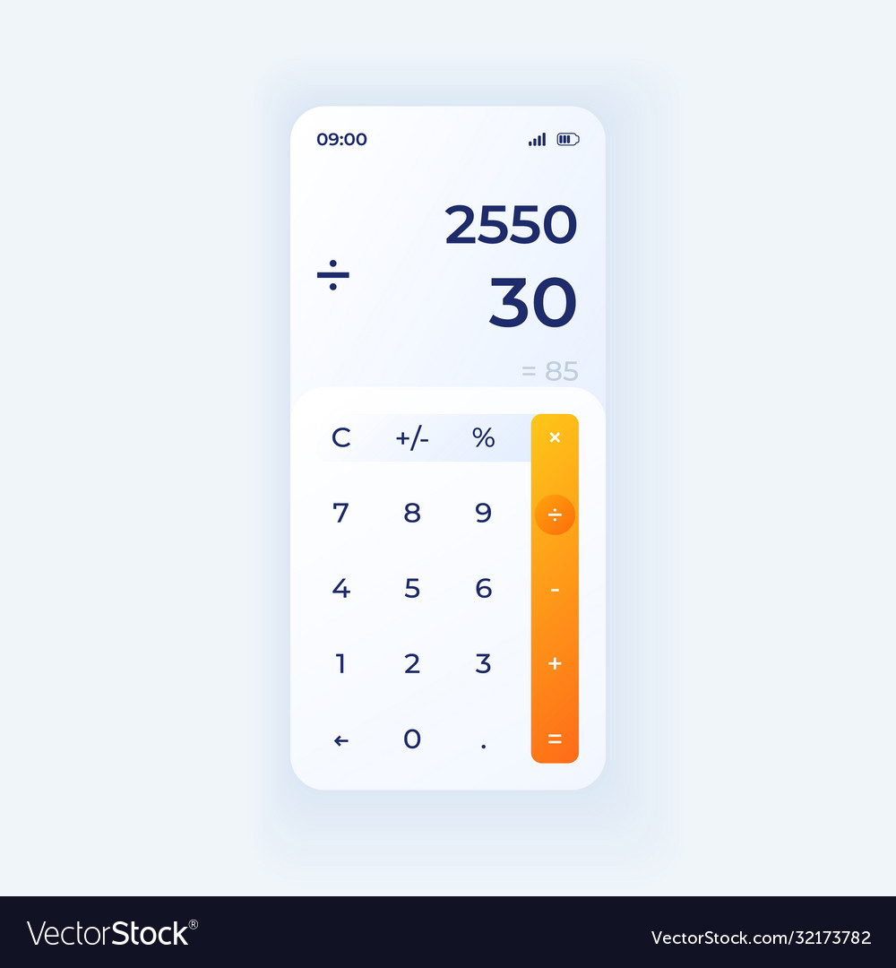 Calculator app smartphone interface template