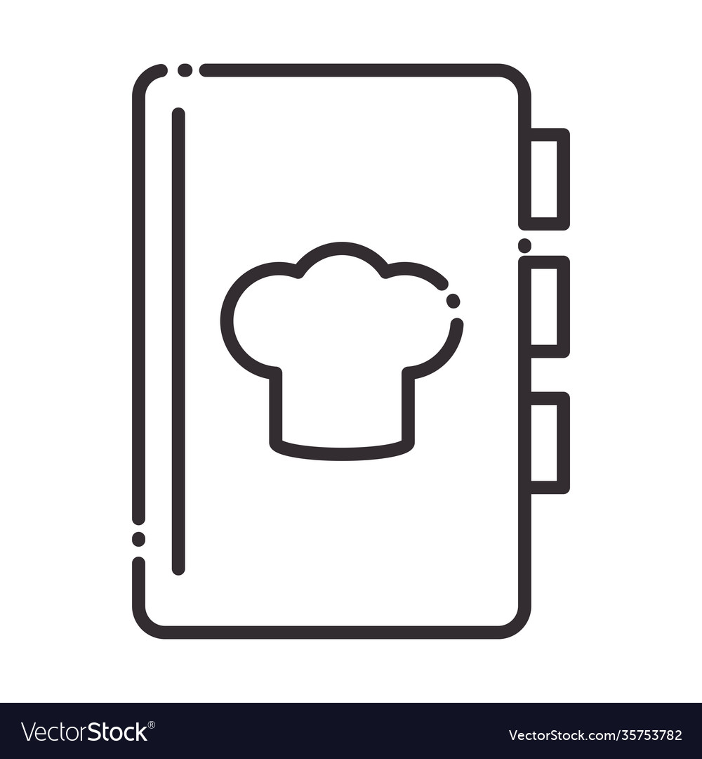 Chef recipe book kitchen utensil line style icon