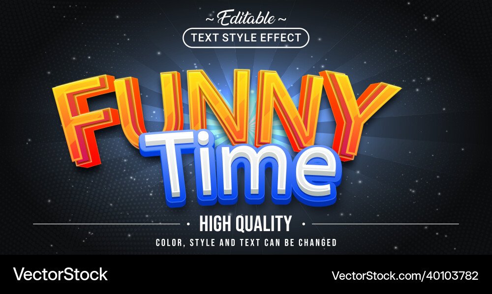 Editable text style effect - funny time Royalty Free Vector
