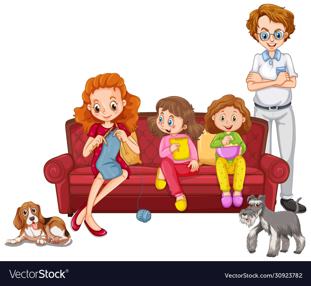 Family members with parents and kids on white Vector Image