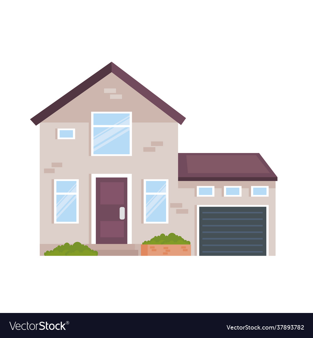 House with garage Royalty Free Vector Image - VectorStock