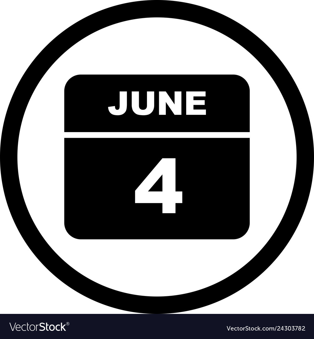 June 4th date on a single day calendar Royalty Free Vector