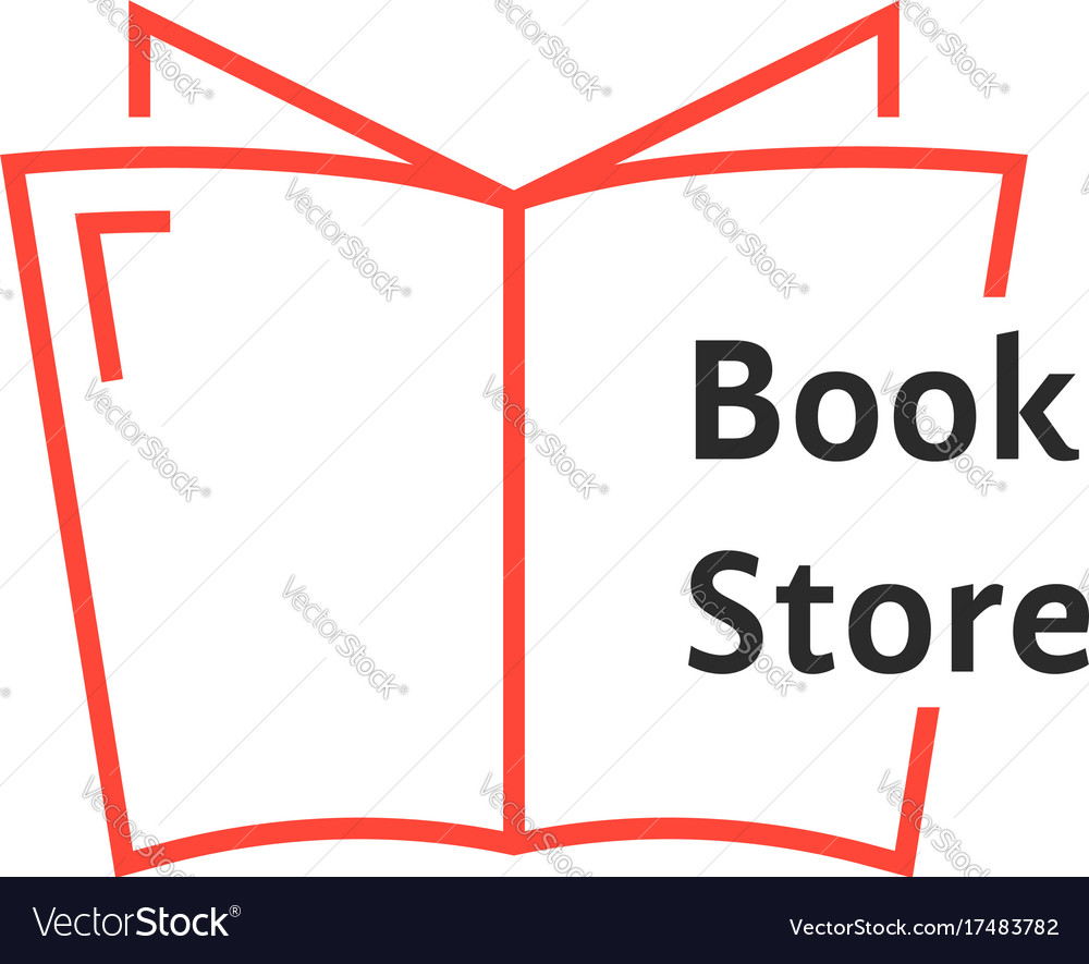 Red thin line book store logo