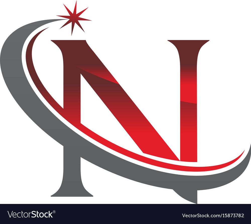 Star swoosh letter n Royalty Free Vector Image