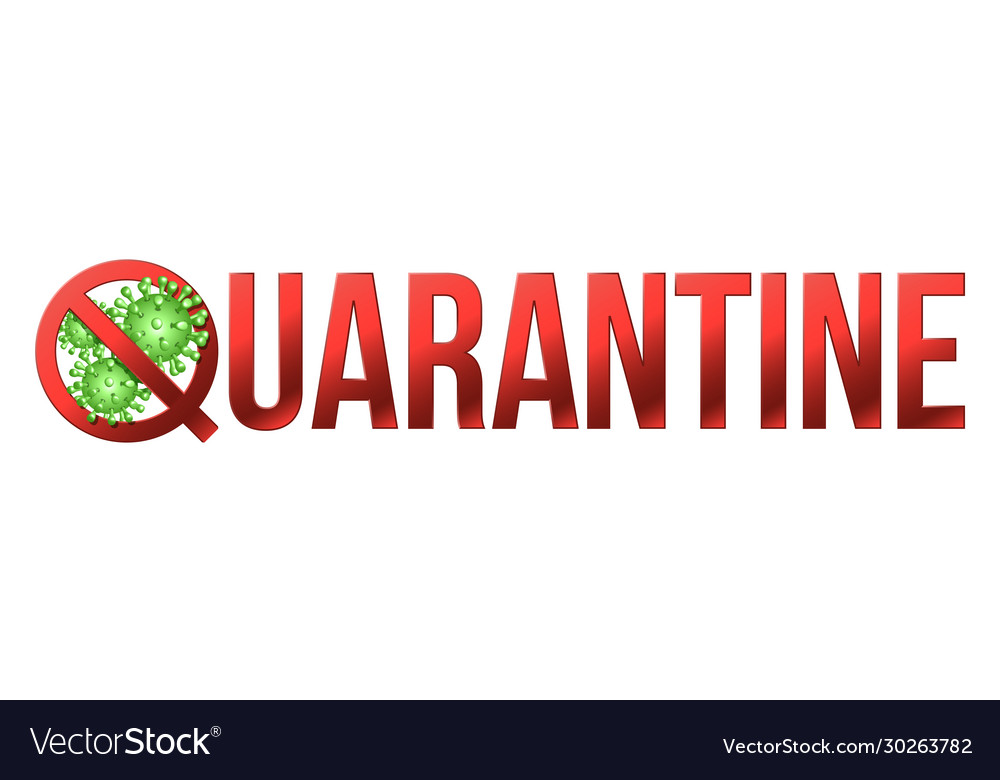 The word quarantine with coronavirus icon 2019 Vector Image