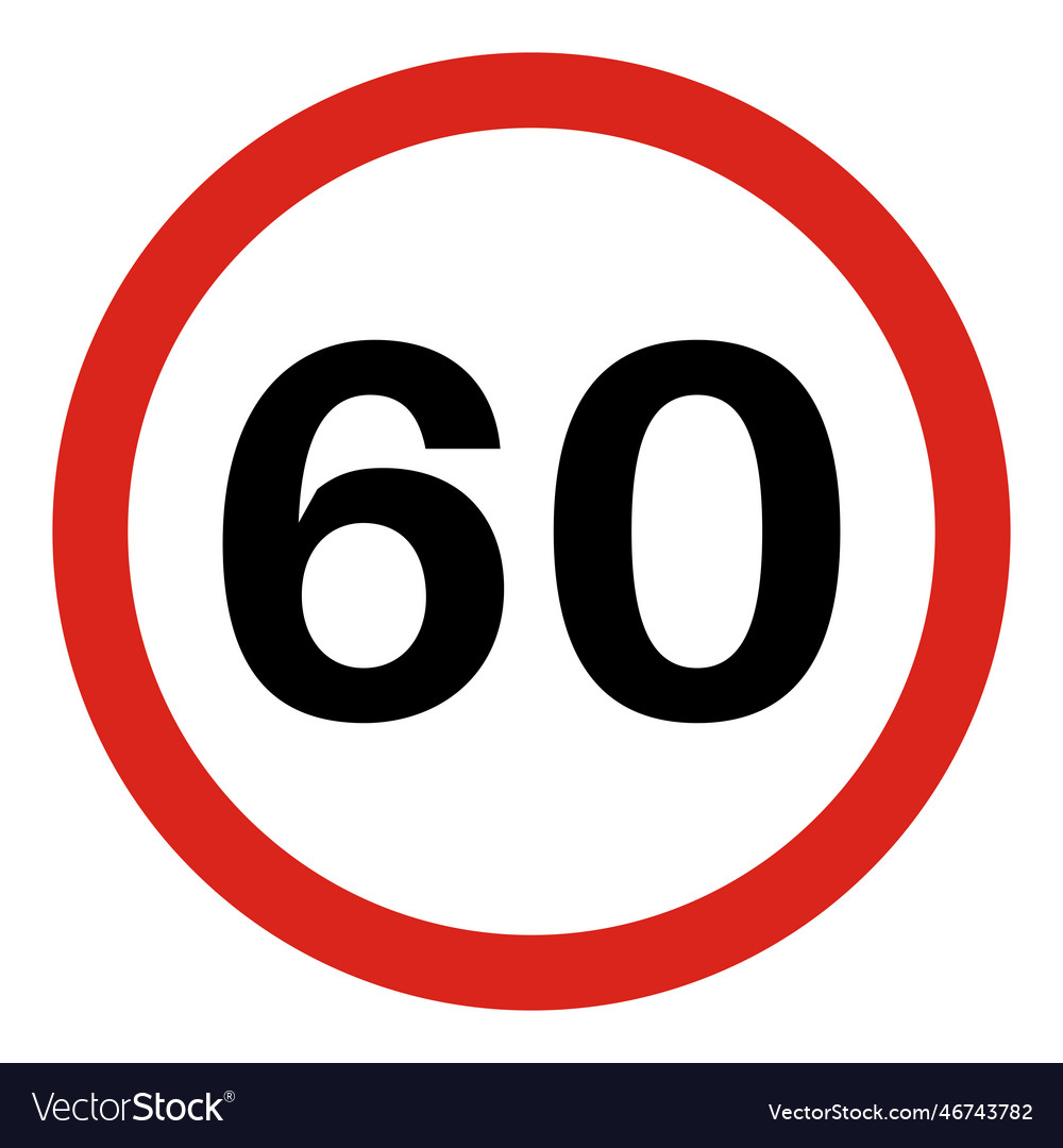 Traffic Sign Speed Limit 60 Limitation Royalty Free Vector