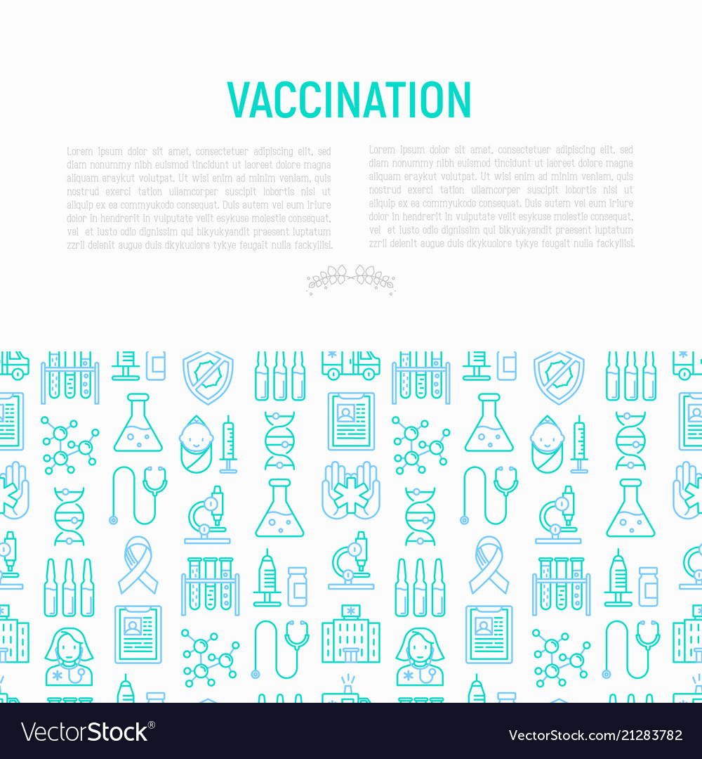 Vaccination concept with thin line icons