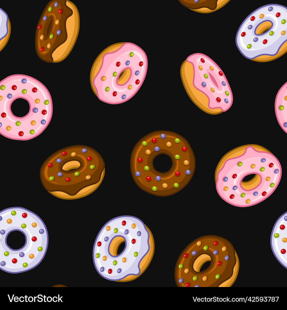 Donuts seamless pattern with pink white Royalty Free Vector
