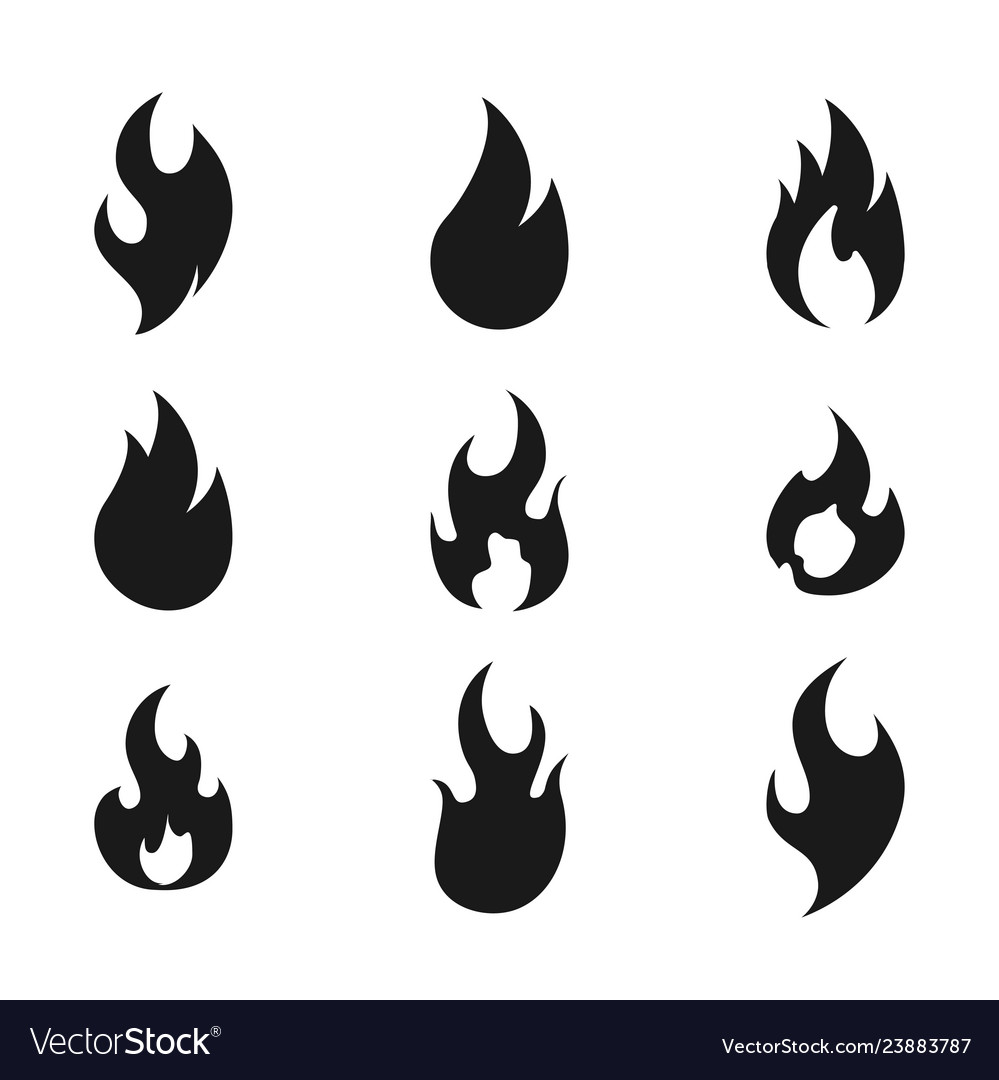 Fire flame logo icon set of nine